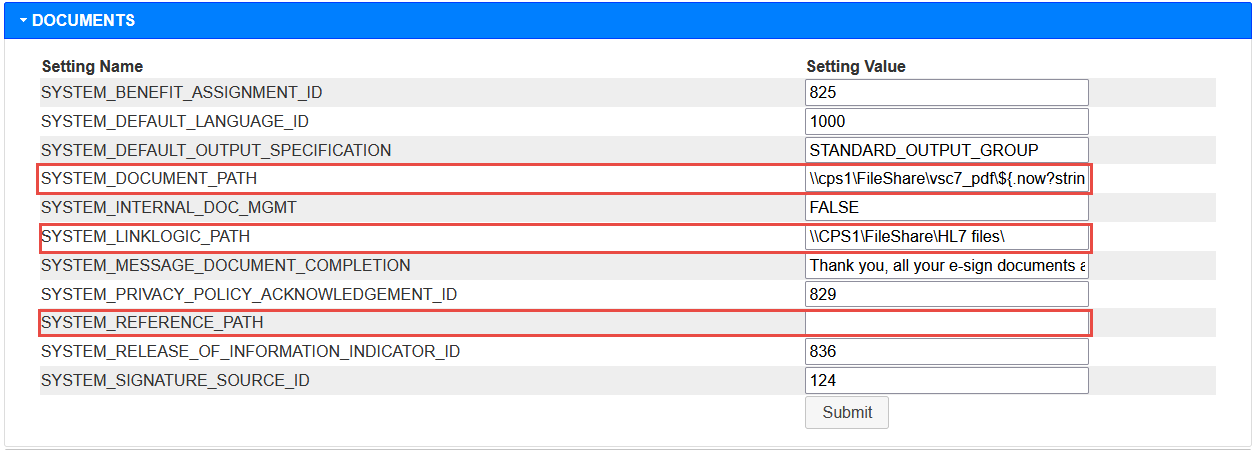 Screenshot of Admin Settings